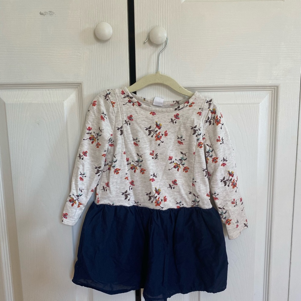 Gap Floral Top with Dark Blue Skirt